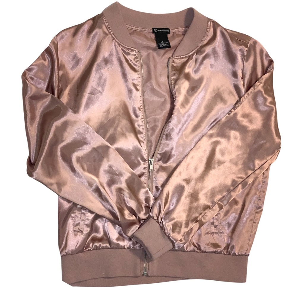 New Directions Pink Silk Bomber Jacket